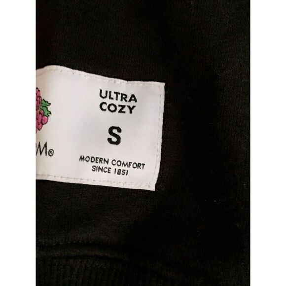 Fruit of the Loom Ultra Cozy‎ Black Cropped Sweatshirt Logo Women's Small - Picture 3 of 6